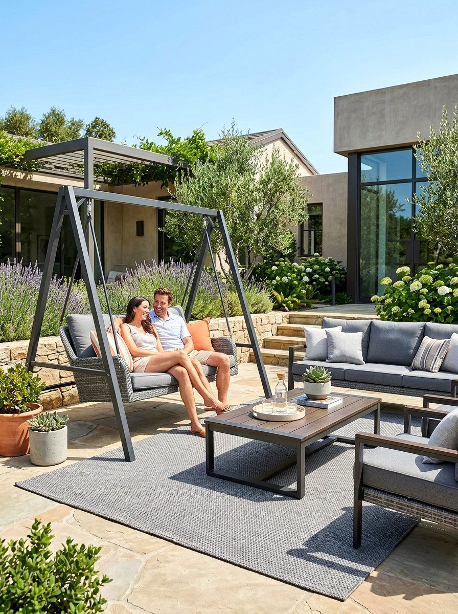 Double Swing Patio Decor - 30 hanging chair patio ideas