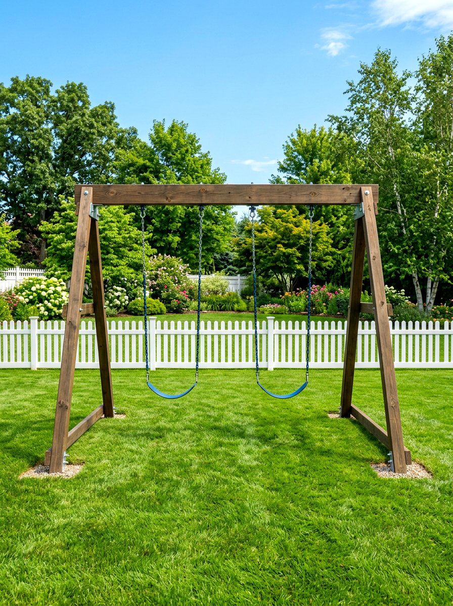 Double Swing Set Frame - 30 backyard swing set ideas