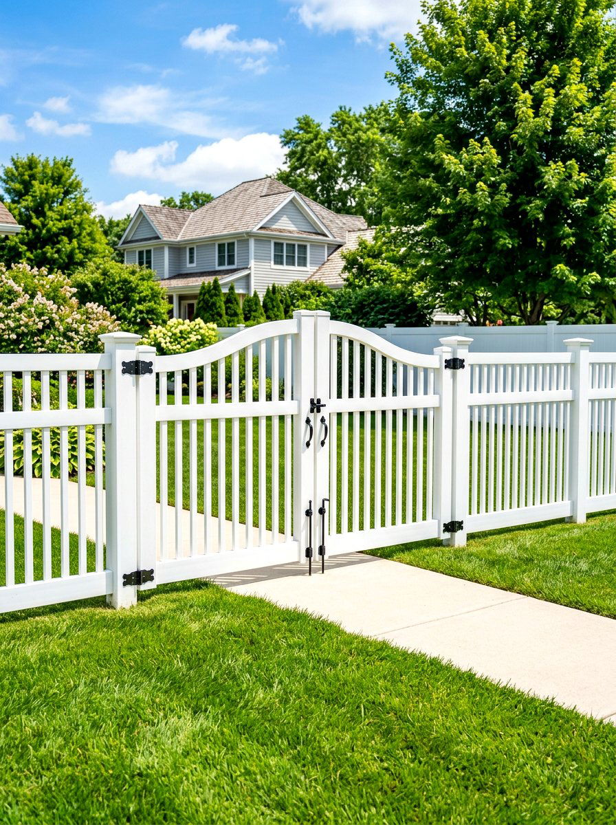 Double Swing Vinyl Gate - 30 driveway gate ideas