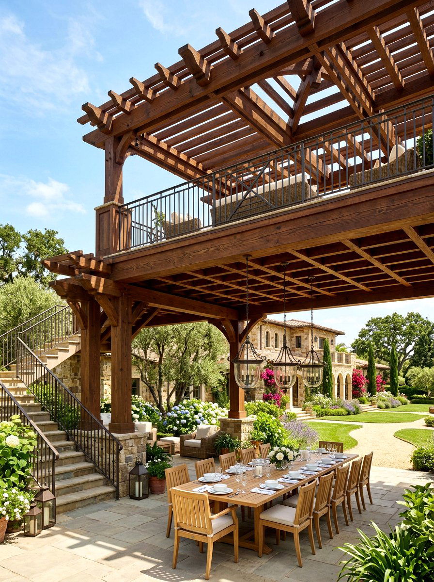Double Tier Pergola - 30 outdoor pergola ideas