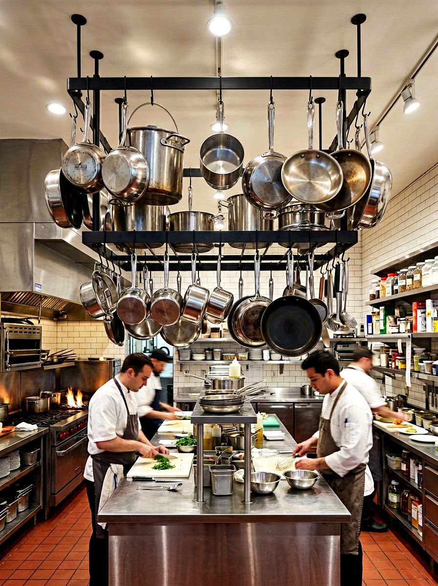 Double Tier Pot Rack - 30 hanging pot rack ideas