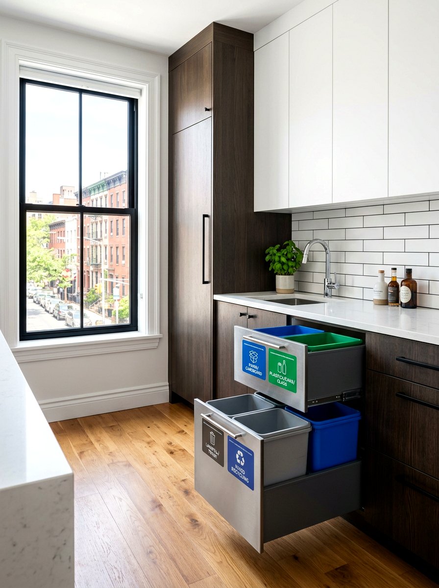 Double Tier Recycling Center - 30 kitchen trash pull out ideas