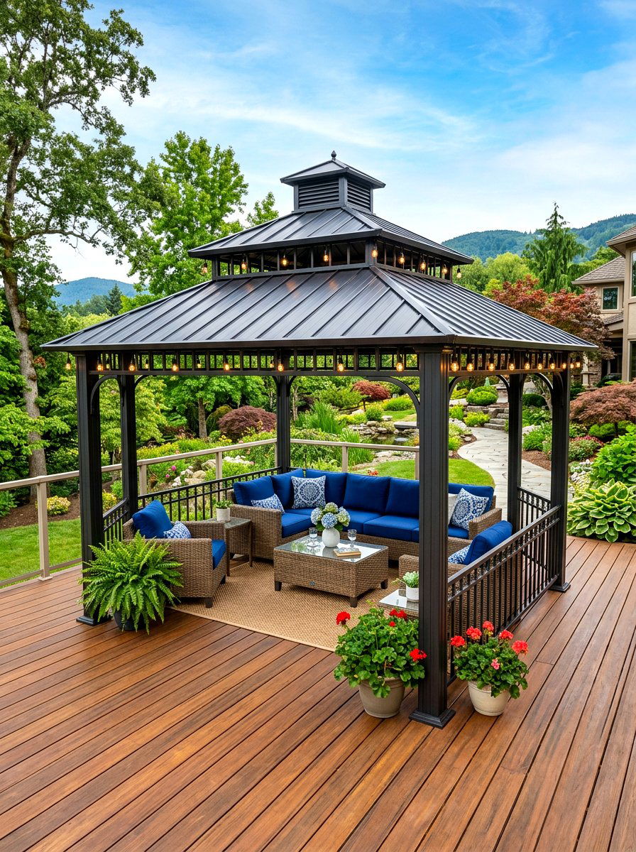 Double Tiered Steel Gazebo - 30 metal gazebo ideas