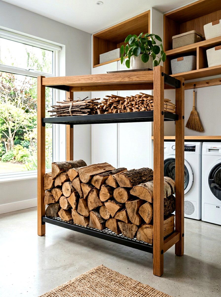 Double Tiered Wood Rack - 30 firewood rack ideas