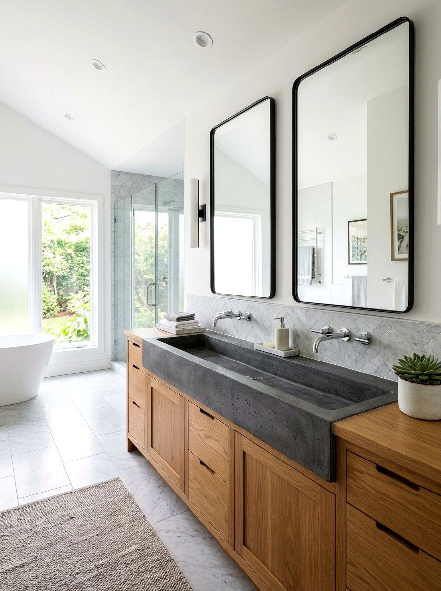 Double Trough Concrete Sink - 30 concrete sink bathroom ideas