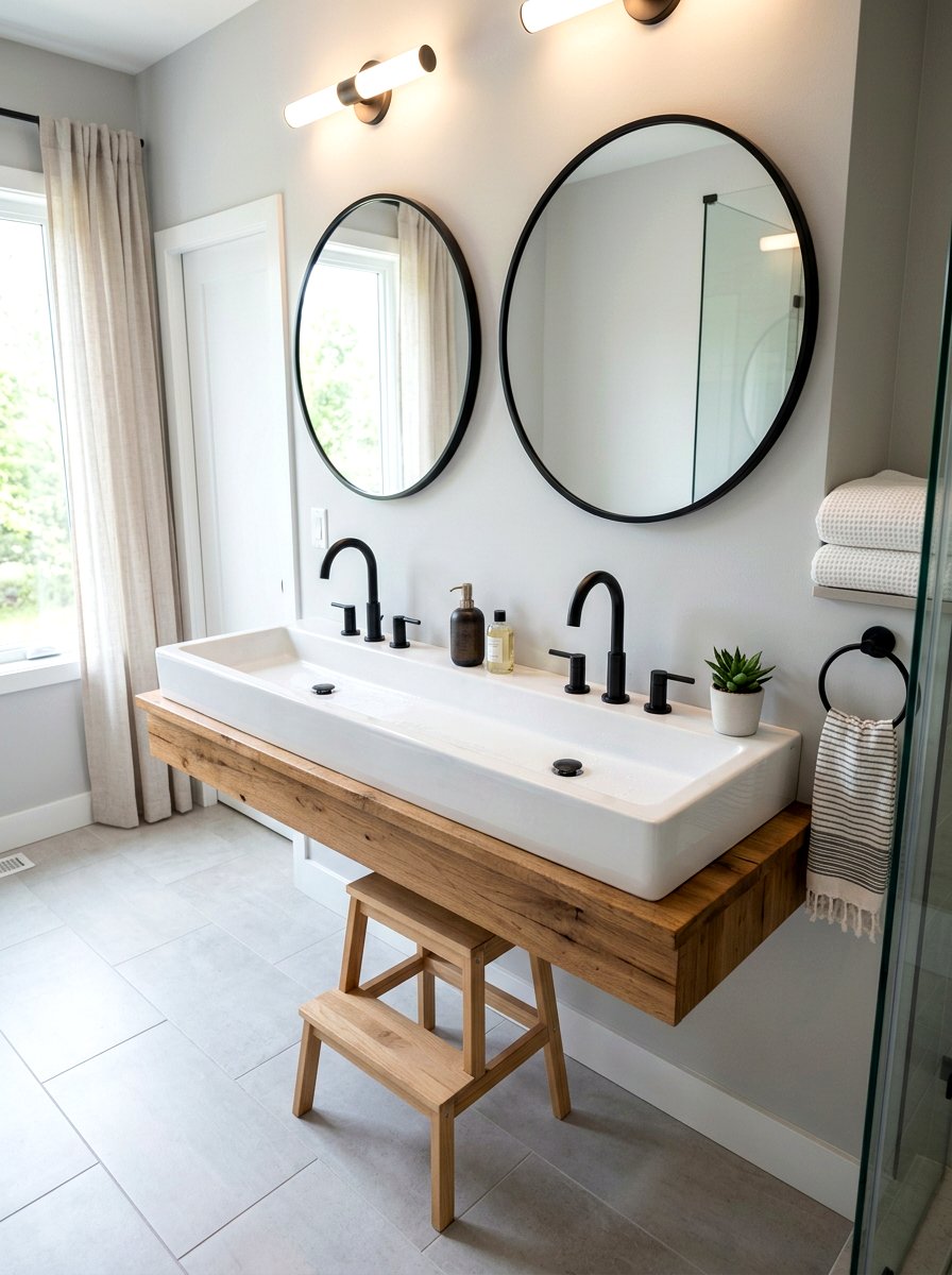 Double Trough Sink Bathroom - 30 small kids bathroom ideas