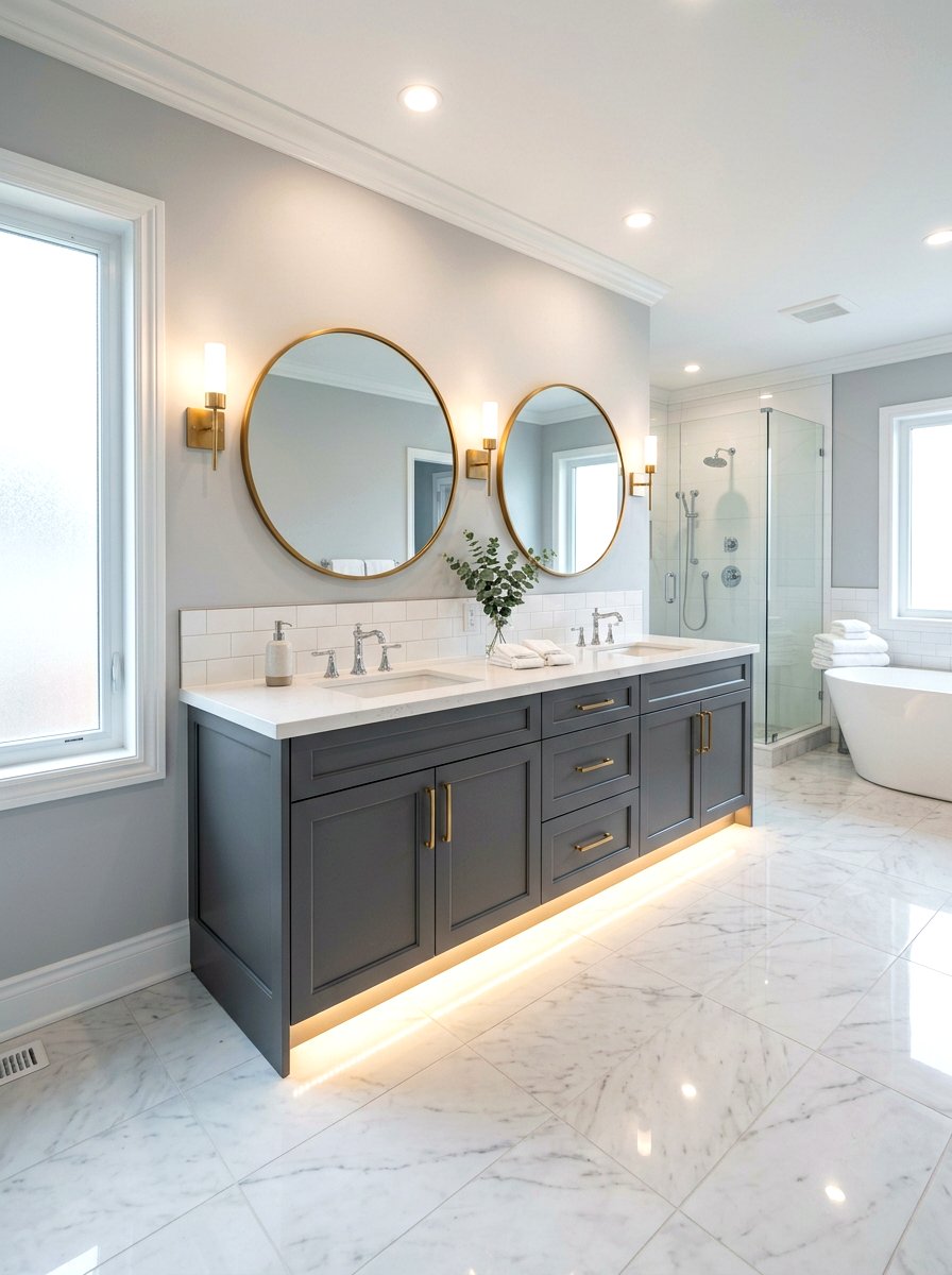 Double Vanity Base Lighting - 30 toe kick lighting ideas