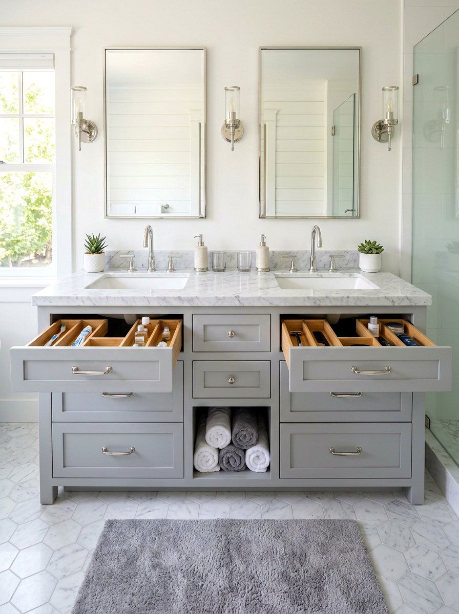 Double Vanity Drawer Layout - 30 bathroom vanity drawer ideas