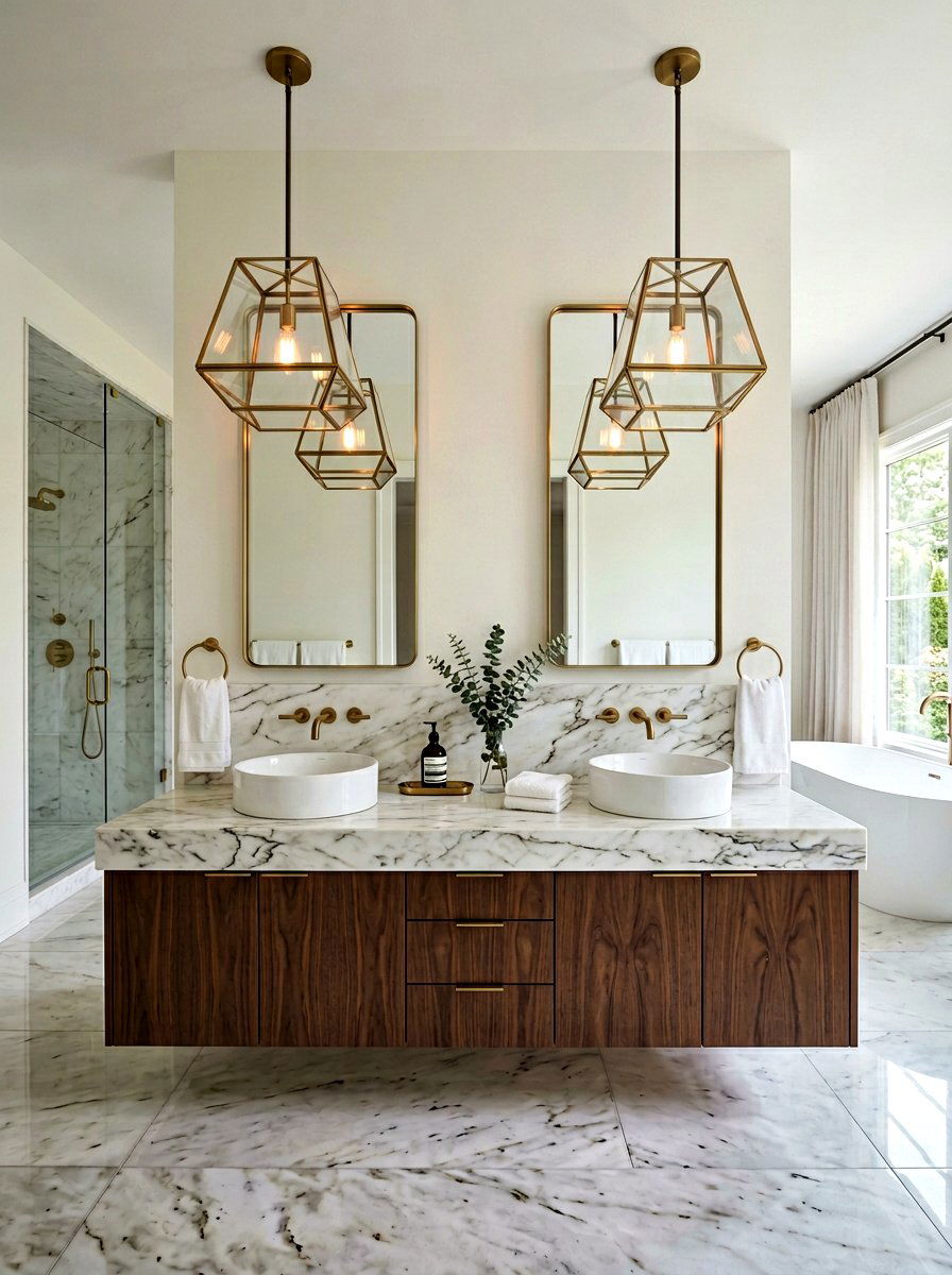 Double Vanity Dual Pendants - 30 bathroom lighting ideas