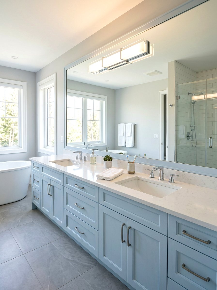 Double Vanity Mirror Wall - 30 mirror wall bathroom ideas