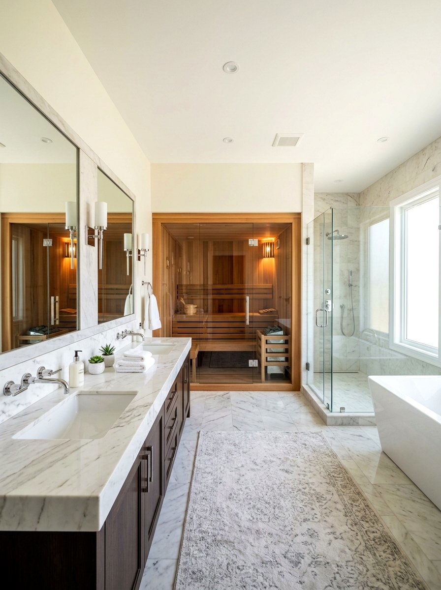 Double Vanity Sauna Bathroom - 30 sauna bathroom ideas
