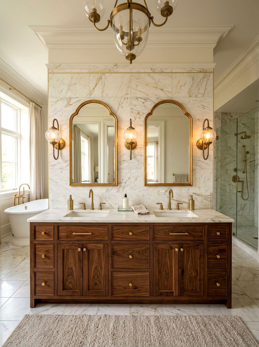 Double Walnut Vanity - 30 wood vanity ideas