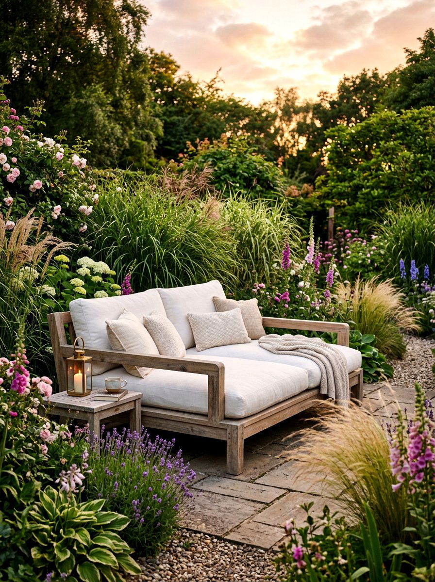 Double Wide Garden Bed - 30 built in sunbed patio ideas