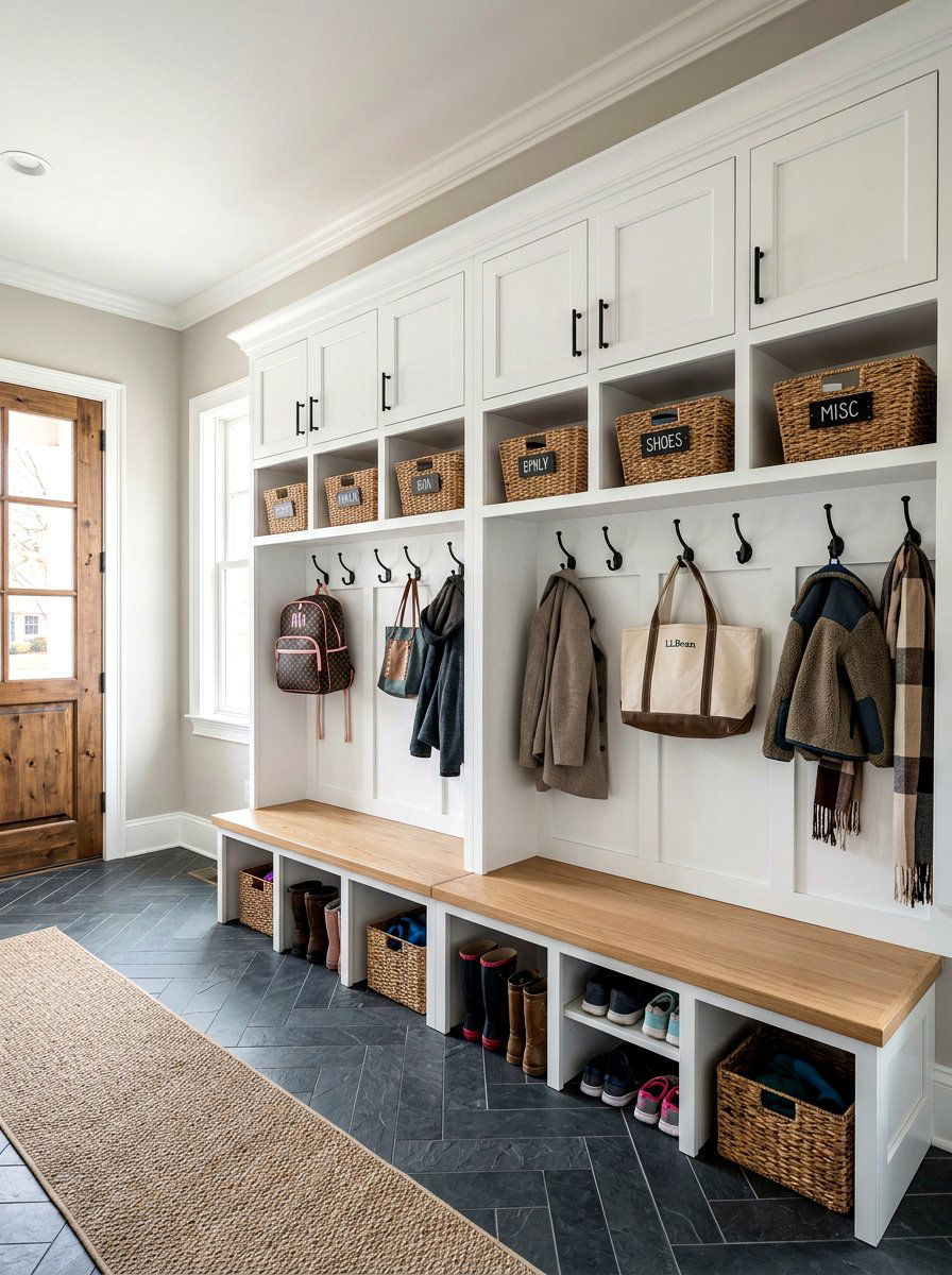 Double Wide Mudroom Lockers - 30 farmhouse mudroom ideas