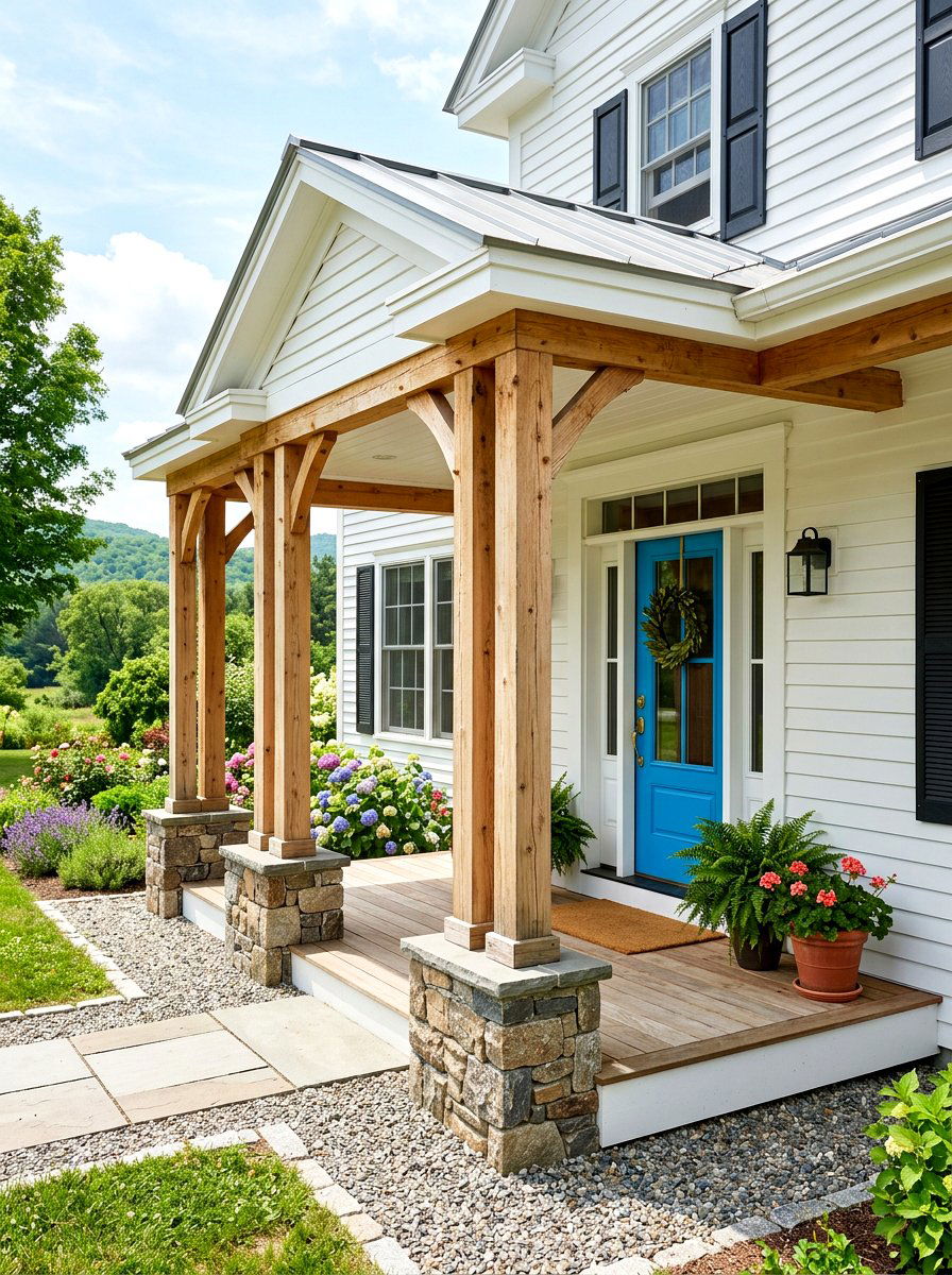 Double Wood Porch Column - 30 farmhouse porch columns ideas