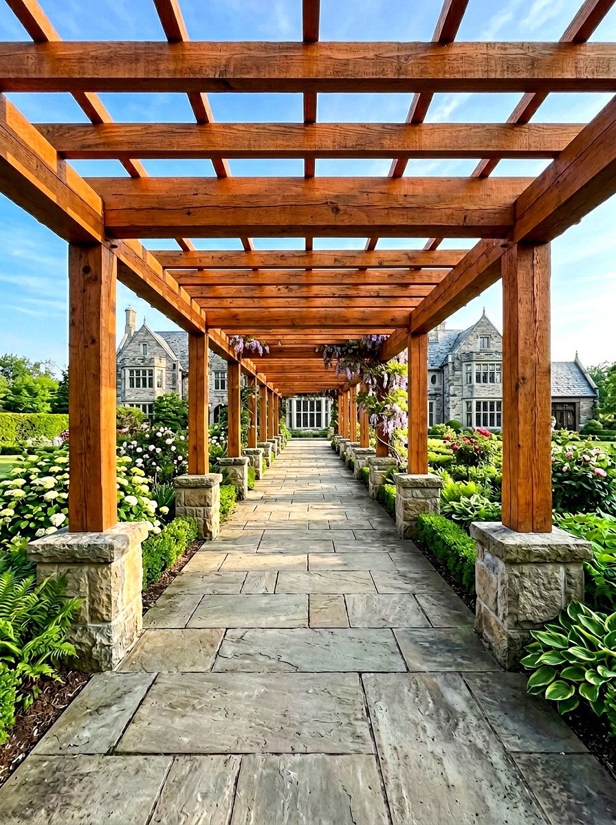 Double beam wood pergola walkway - 30 pergola walkway ideas
