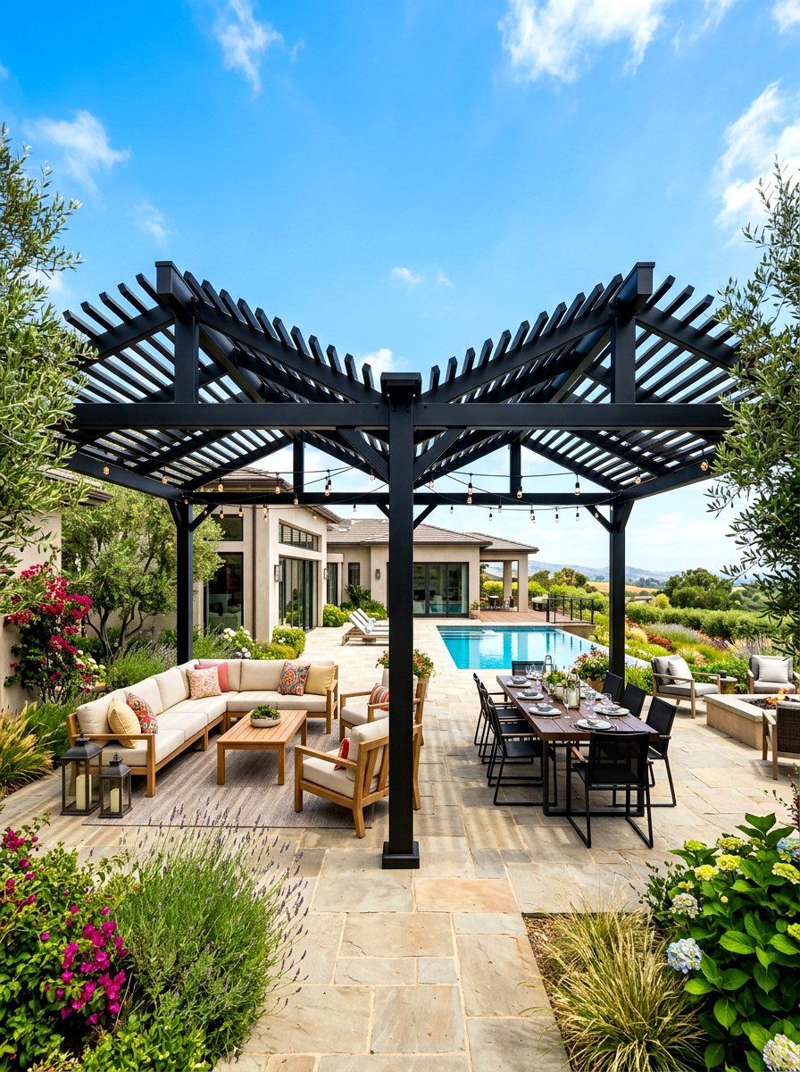 Double black pergola - 30 black pergola ideas