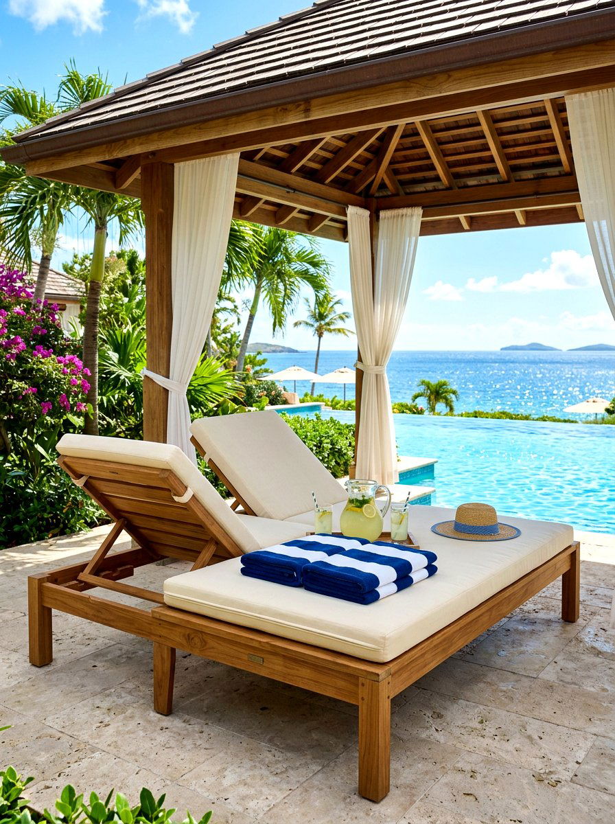 Double chaise lounge - 30 pavilion lounge furniture ideas