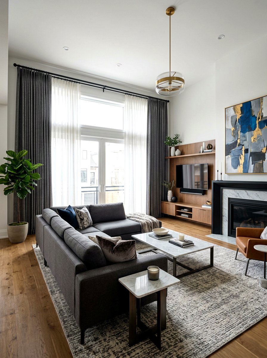 Double curtain rods - 30 living room curtain ideas