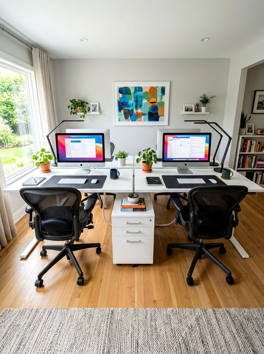 Double desk home office - 30 viral home office ideas