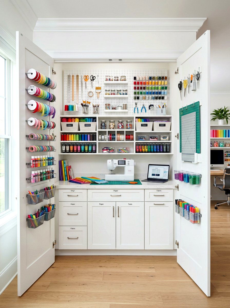 Double door craft closet - 30 craft closet ideas