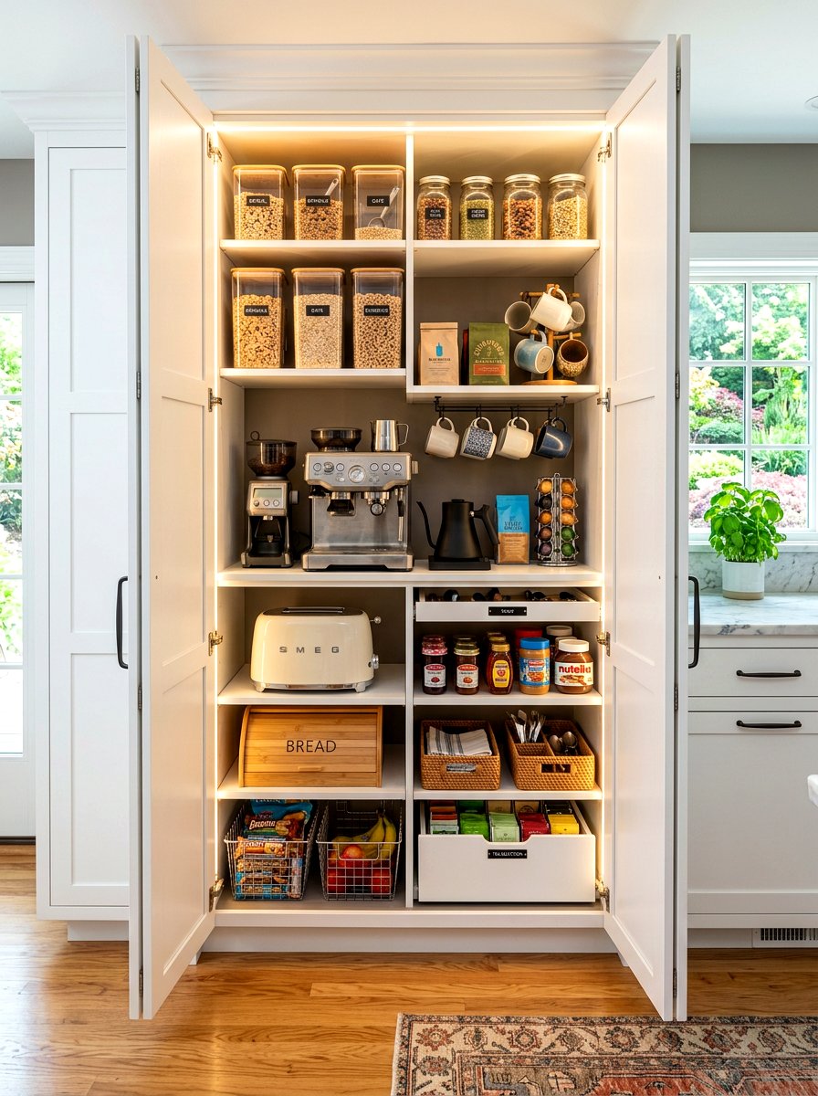 Double door pantry station - 30 breakfast station ideas
