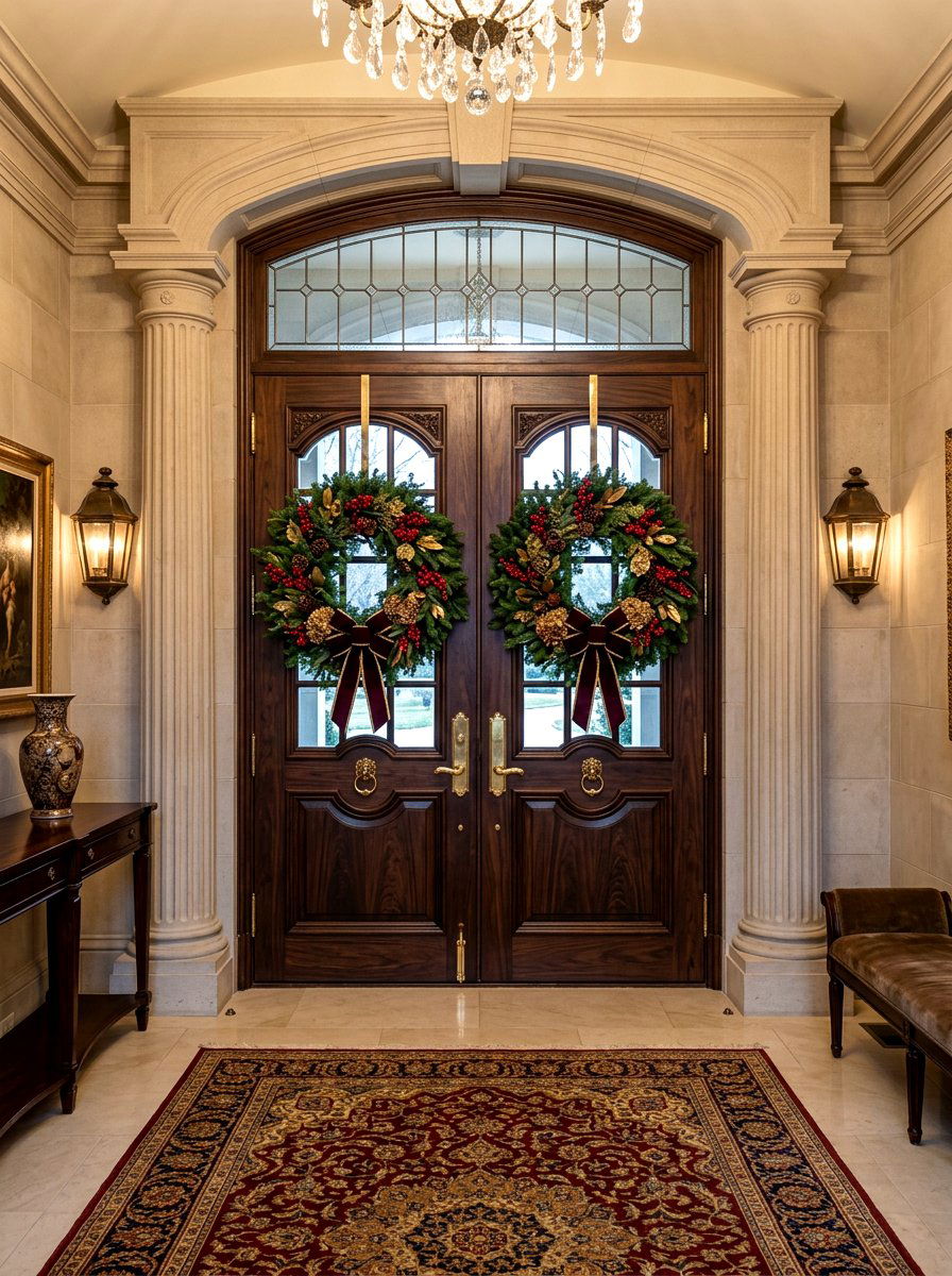 Double door wreath set - 30 exterior wreath display ideas