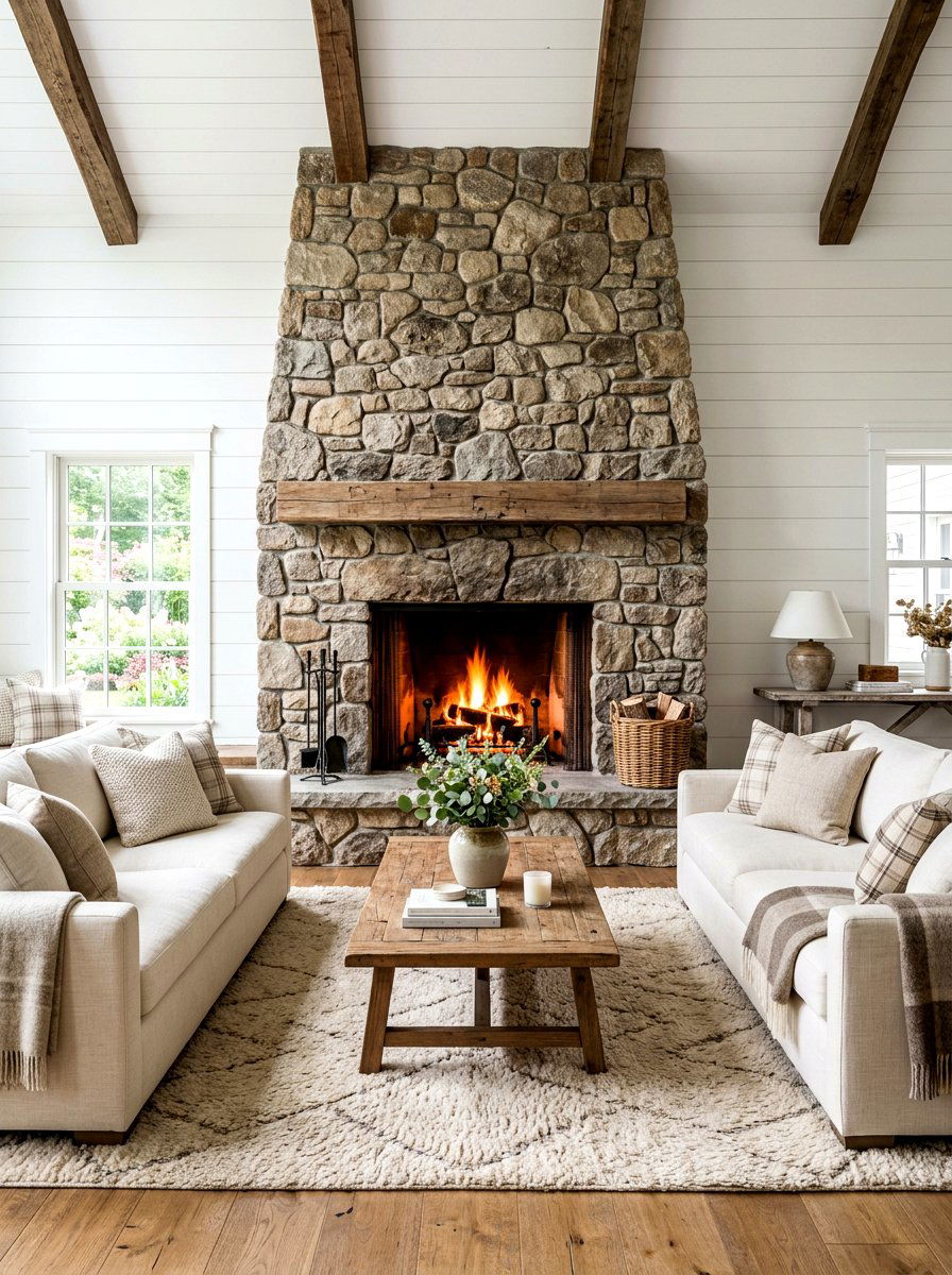 Double fireplace seating - 30 screen free living room ideas
