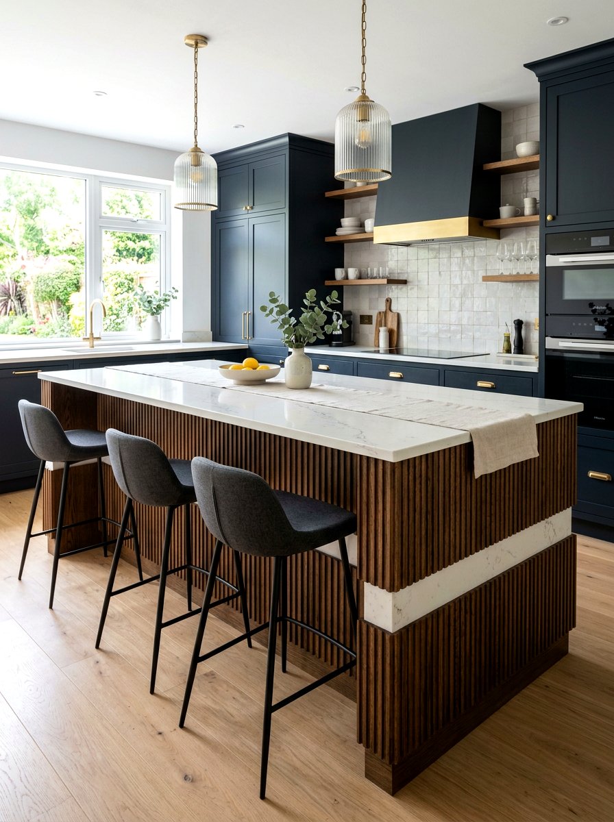 Double fluted kitchen island - 30 fluted kitchen island ideas