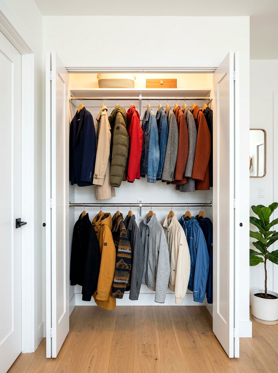 Double hanging rod - 30 organizing a coat closet ideas