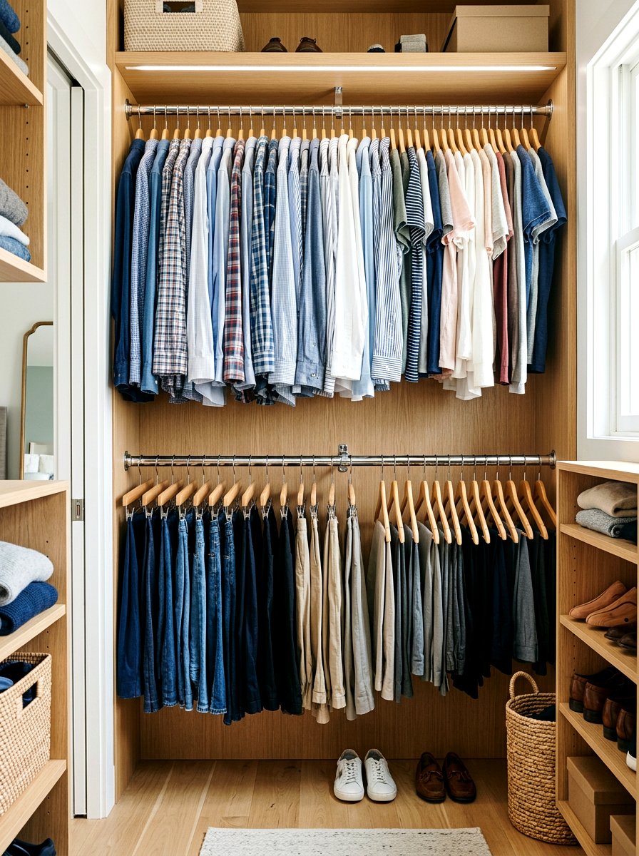 Double hanging rods - 30 small walk in closet ideas