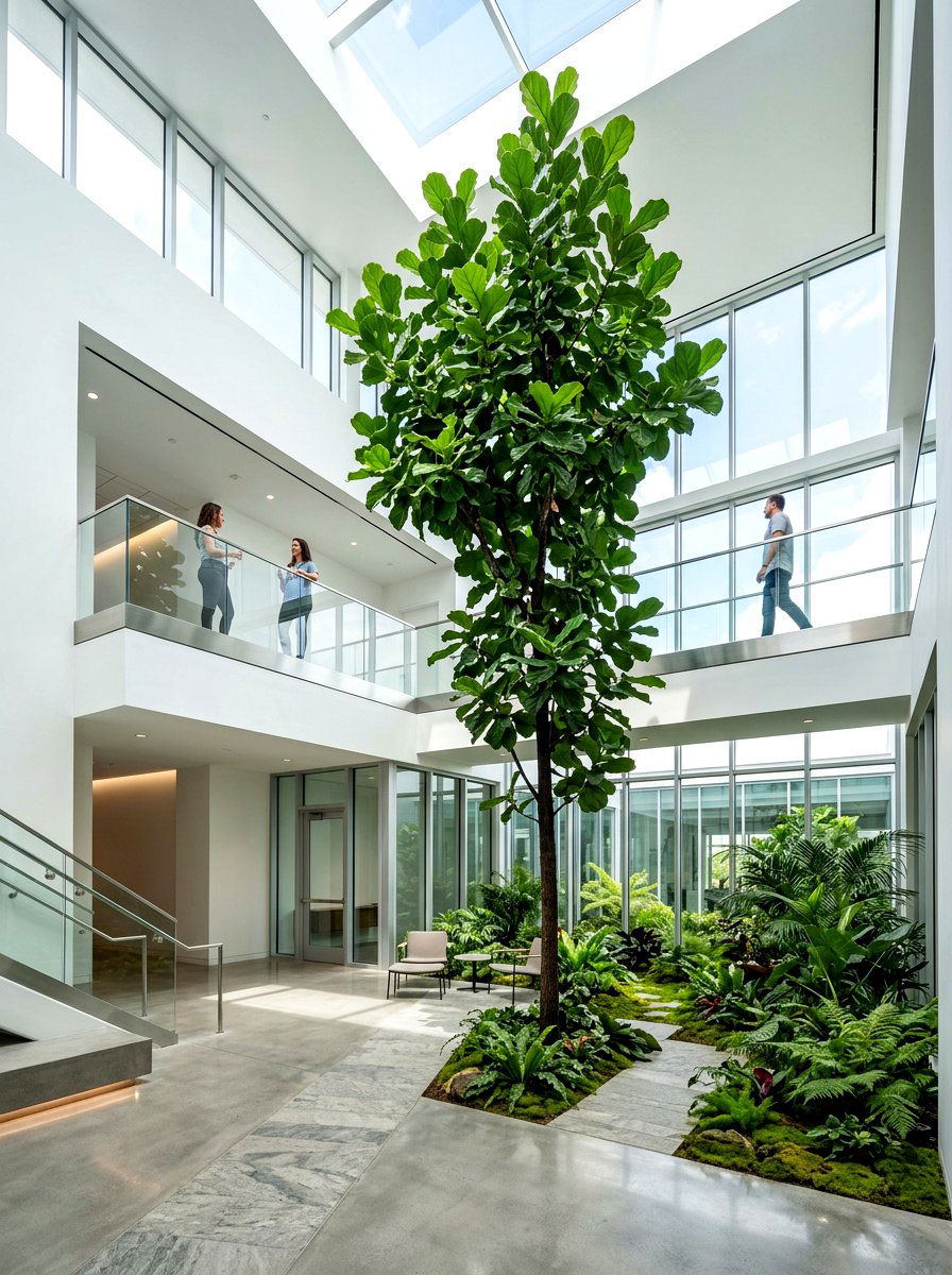 Double height courtyard - 30 indoor courtyard home ideas