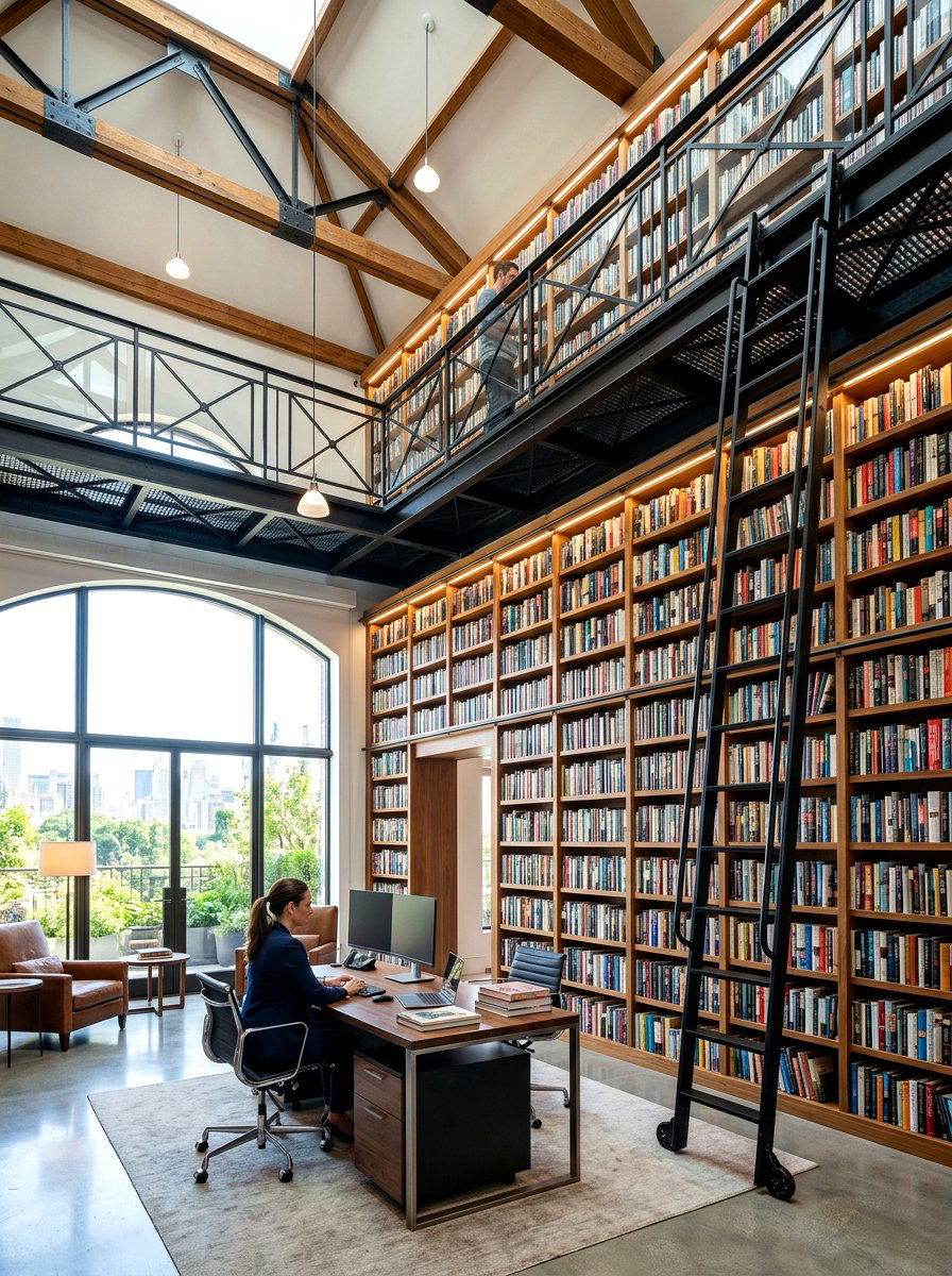 Double height library office - 30 book lover office ideas