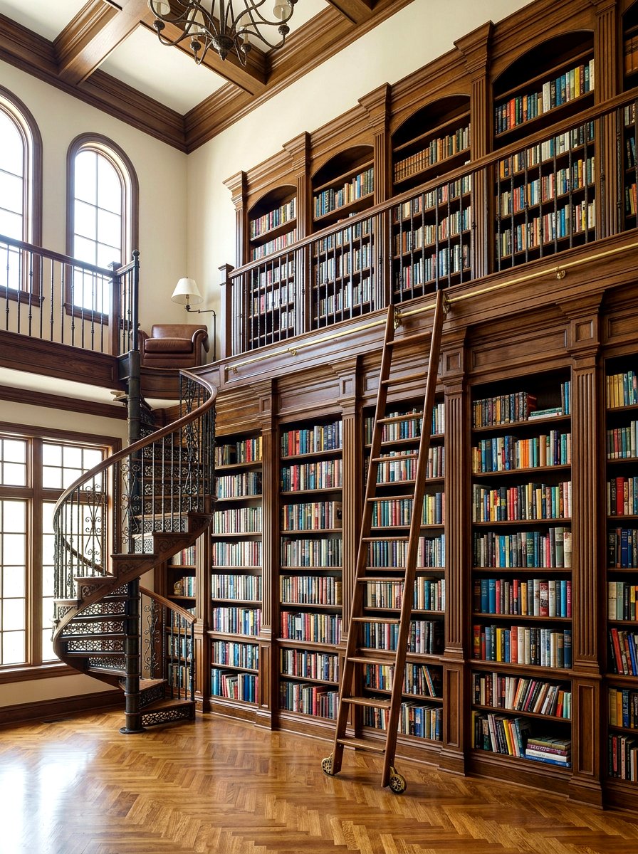 Double height library wall - 30 library wall ideas