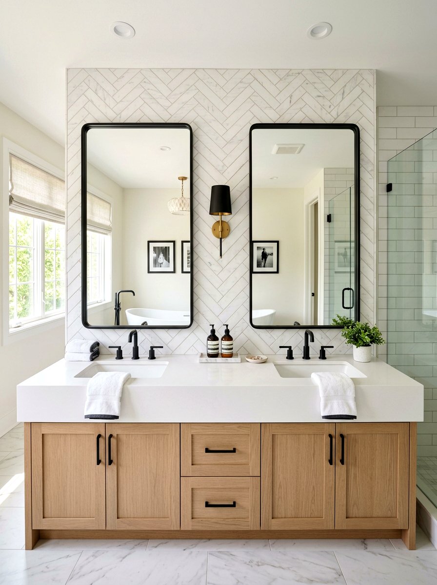 Double integrated bathroom vanity - 30 integrated sink countertop ideas