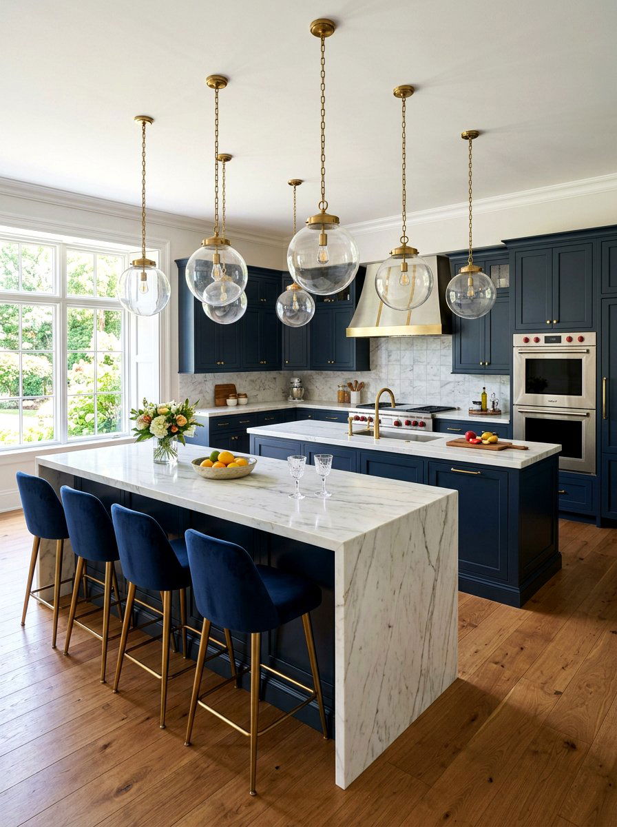 Double island light symmetry - 30 island pendant spacing ideas