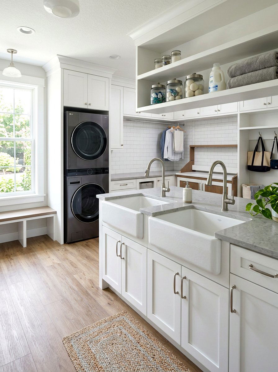Double laundry sink cabinet - 30 utility sink cabinet ideas