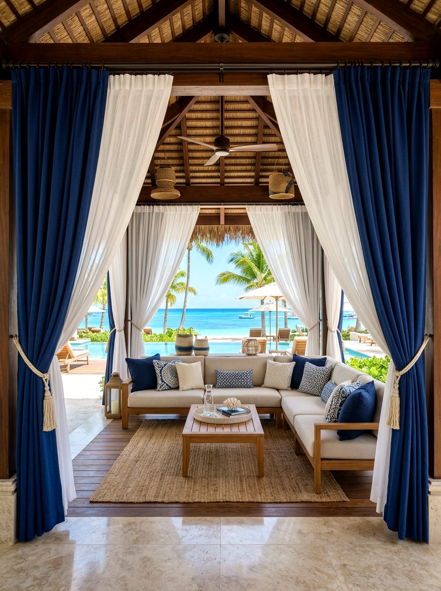 Double layer curtains - 30 cabana curtain ideas