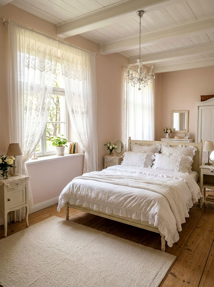 Double layered sheer curtains - 30 bedroom curtain layering ideas