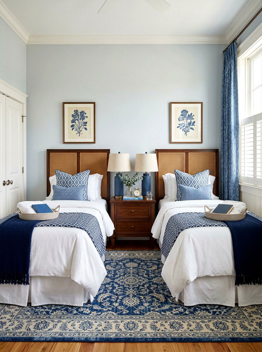 Double panel headboard - 30 cane headboard ideas
