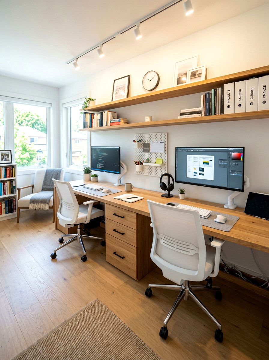 Double person workspace - 30 study nook ideas