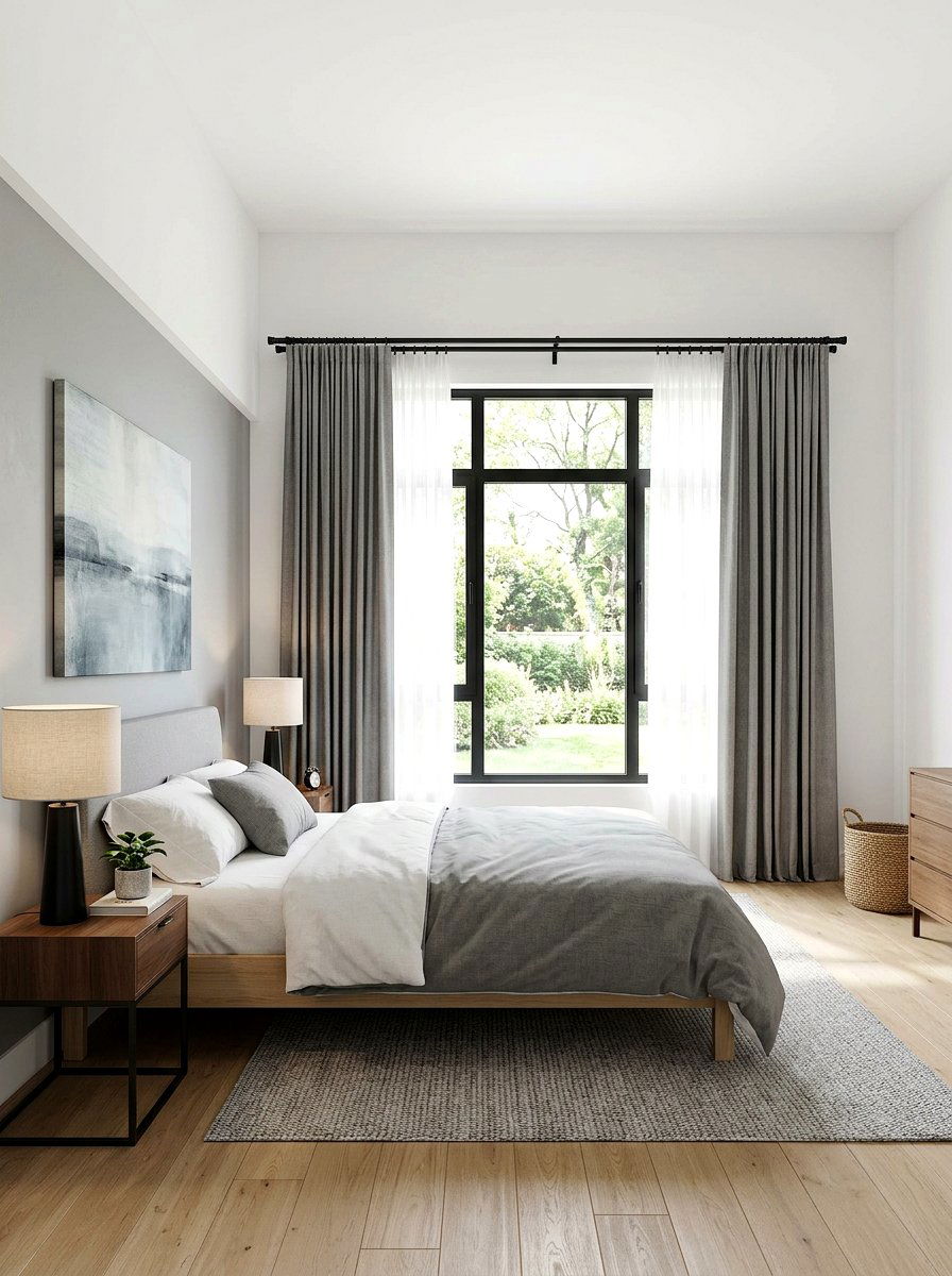 Double rod curtains - 30 bedroom curtain layering ideas aesthetic