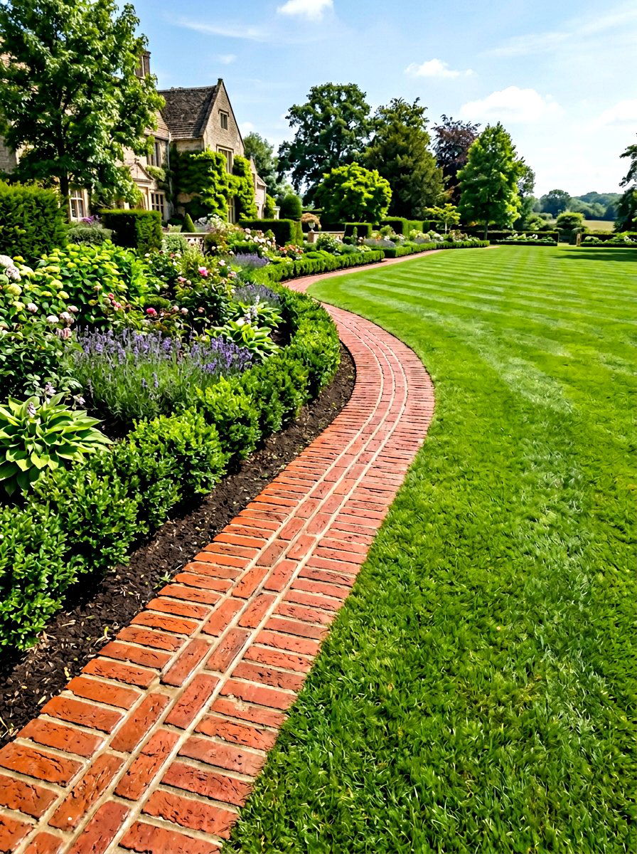Double row brick edging - 30 paver garden border ideas