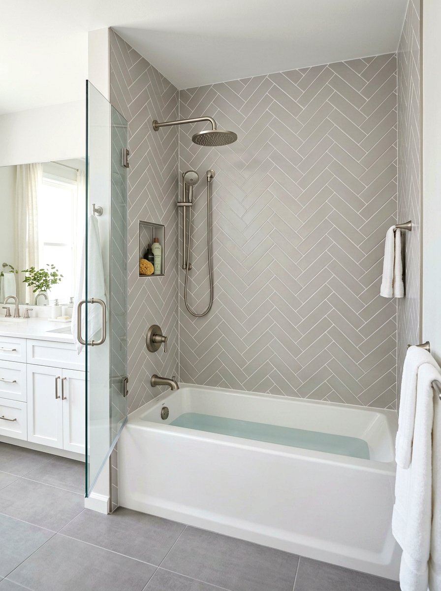 Double shower head tub combo - 30 tub shower combo ideas