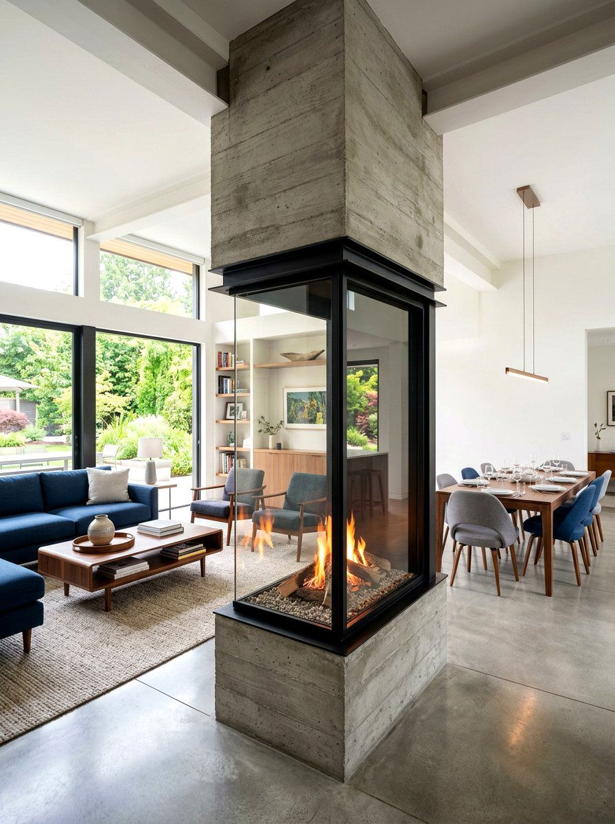Double sided fireplace - 30 living room fireplace ideas