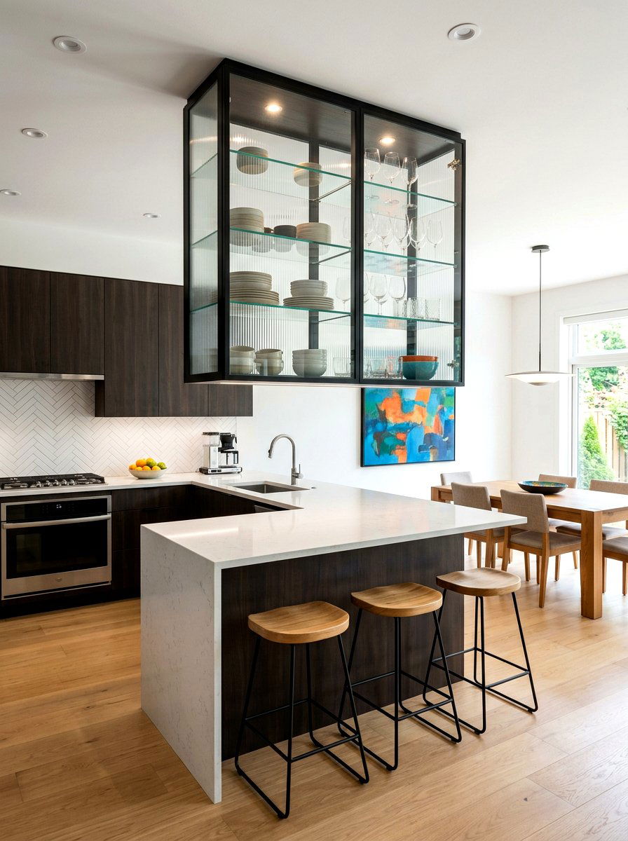 Double sided glass kitchen cabinet - 30 glass front kitchen cabinet ideas