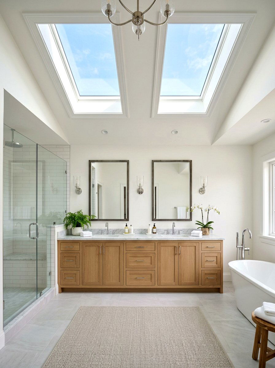 Double skylight installation - 30 bathroom skylight ideas