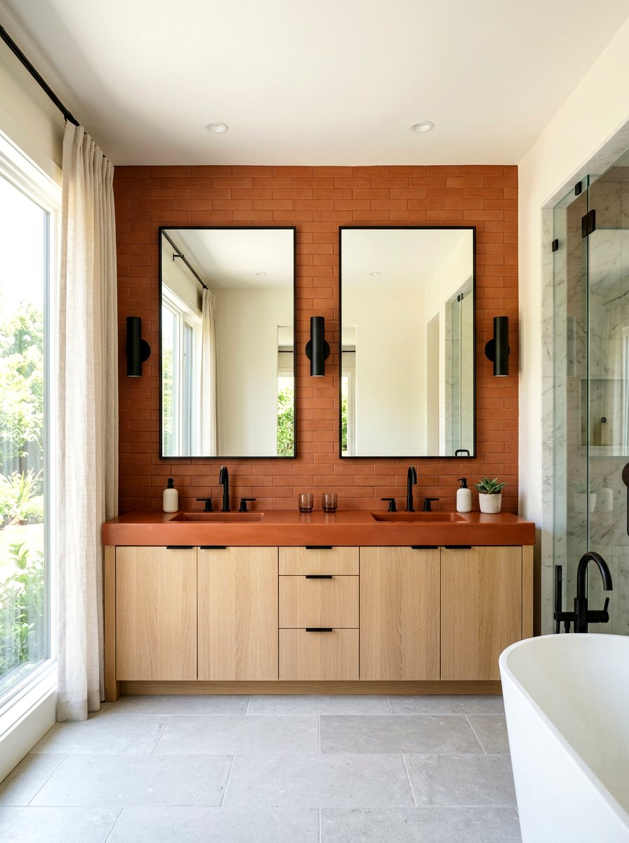 Double terracotta bathroom vanity - 30 terracotta bathroom vanity ideas