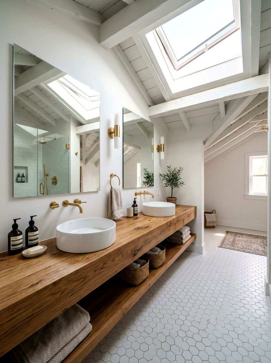 Double vanity attic bathroom layout - 30 attic bathroom ideas