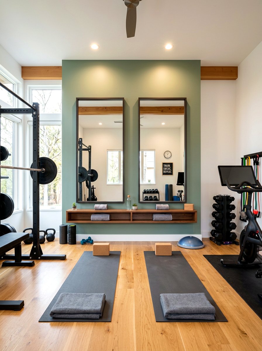 Double vanity gym mirror - 30 workout room mirror ideas
